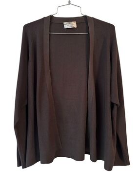 Zoran Silk Open-Front Cardigan in Dark Brown One Size Fits Most Made in Italy